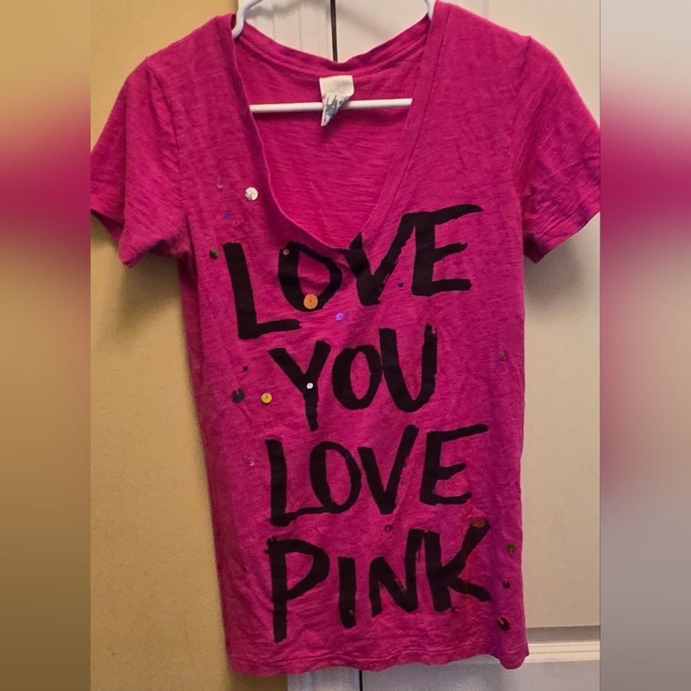 Victoria's Secret  Vintage Pink Graphic Fitted Tee Y2k Womens Festival